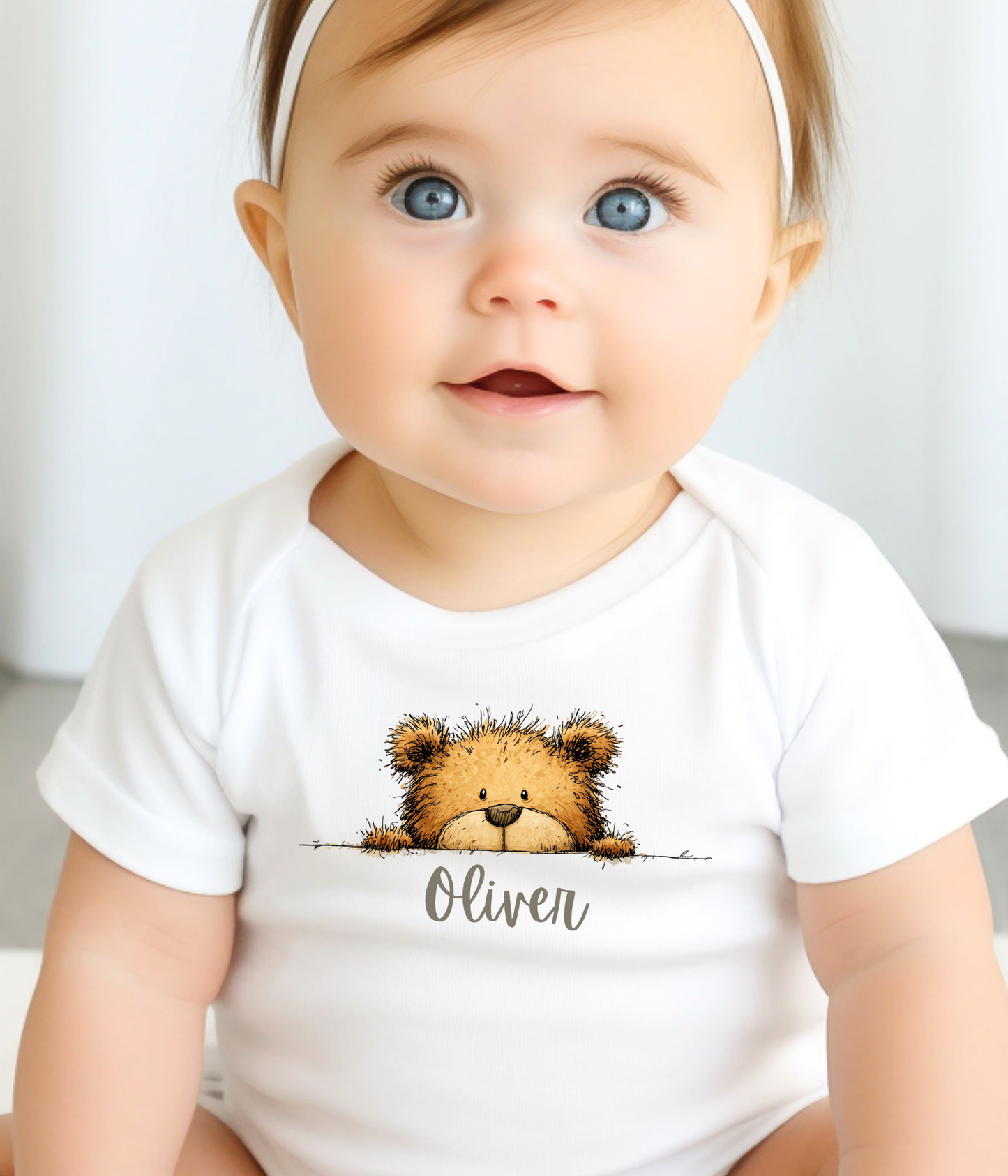 Peekaboo Bear Personalized Baby Bodysuit – Custom Name Keepsake Gift