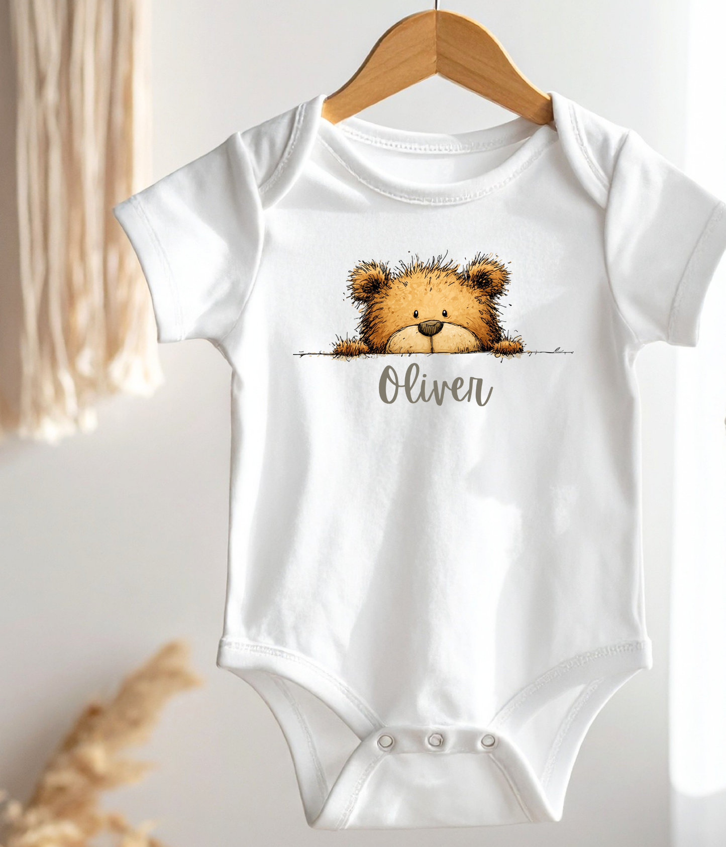 Peekaboo Bear Personalized Baby Bodysuit – Custom Name Keepsake Gift
