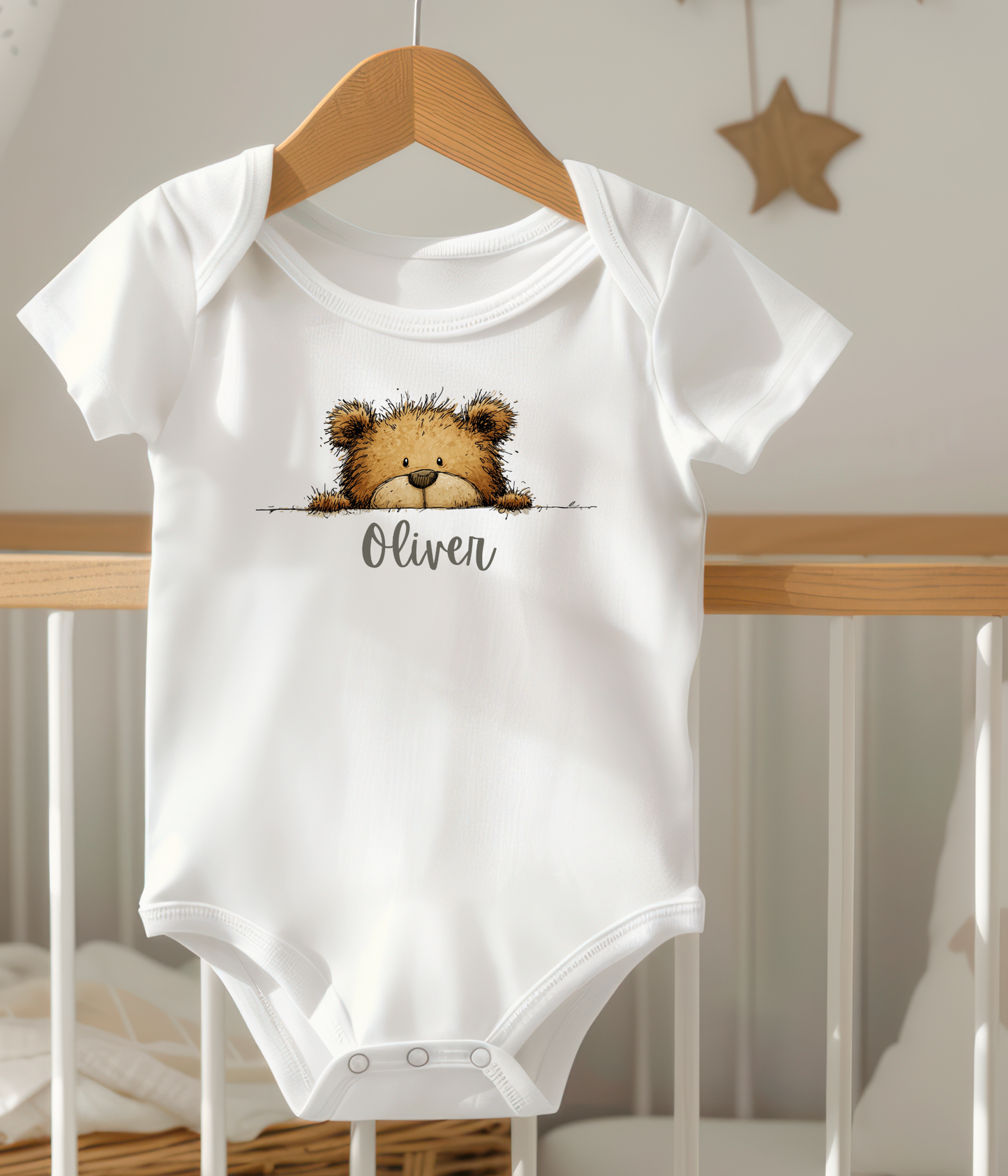Peekaboo Bear Personalized Baby Bodysuit – Custom Name Keepsake Gift