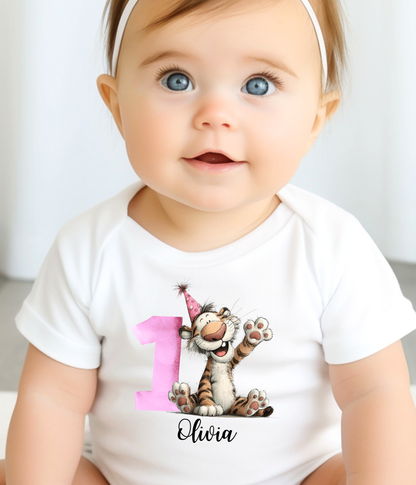 1st Birthday Pink Number Baby Bodysuit – "One" Gift Outfit