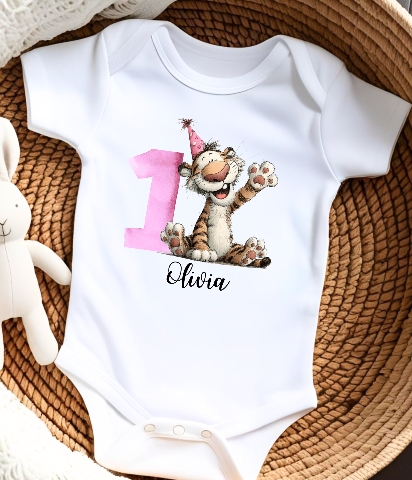1st Birthday Pink Number Baby Bodysuit – "One" Gift Outfit