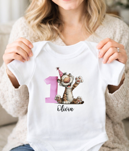1st Birthday Pink Number Baby Bodysuit – "One" Gift Outfit