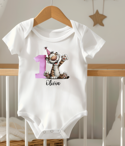 1st Birthday Pink Number Baby Bodysuit – "One" Gift Outfit
