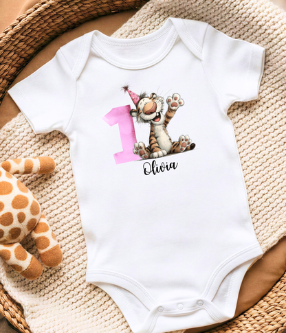 1st Birthday Pink Number Baby Bodysuit – "One" Gift Outfit