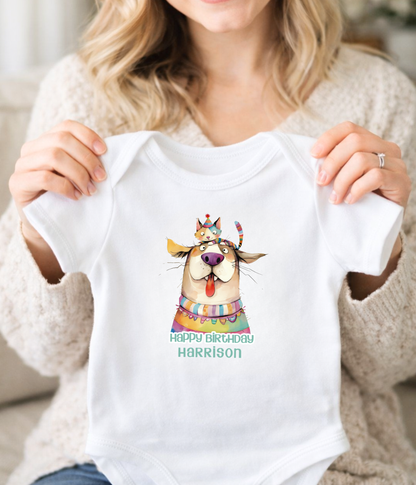 Puppy Birthday Baby Bodysuit That Is Personalized