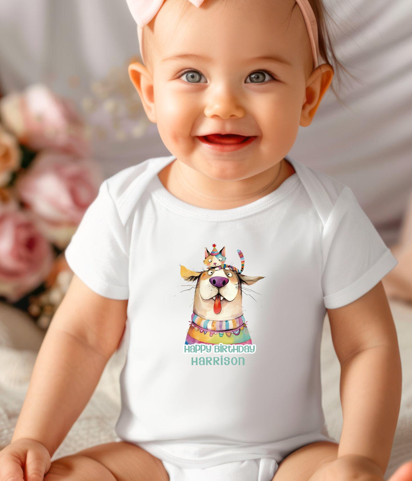Puppy Birthday Baby Bodysuit That Is Personalized