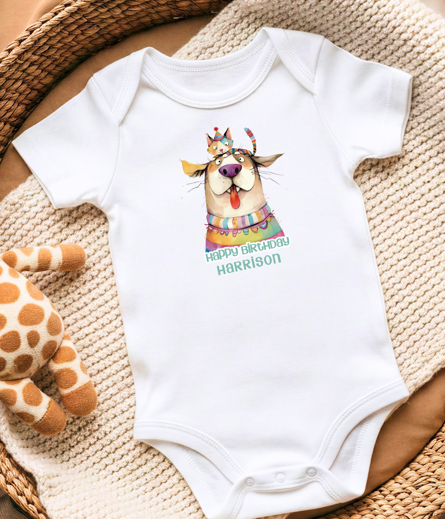 Puppy Birthday Baby Bodysuit That Is Personalized