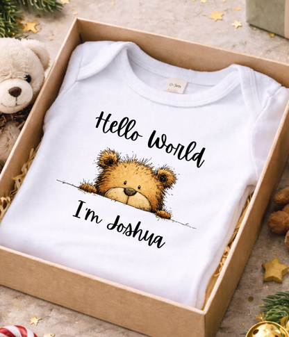 Hello World I’m [Name] – Personalized Newborn Baby Outfit | Custom Baby Announcement Outfit | Coming Home Outfit | Baby Shower Gift