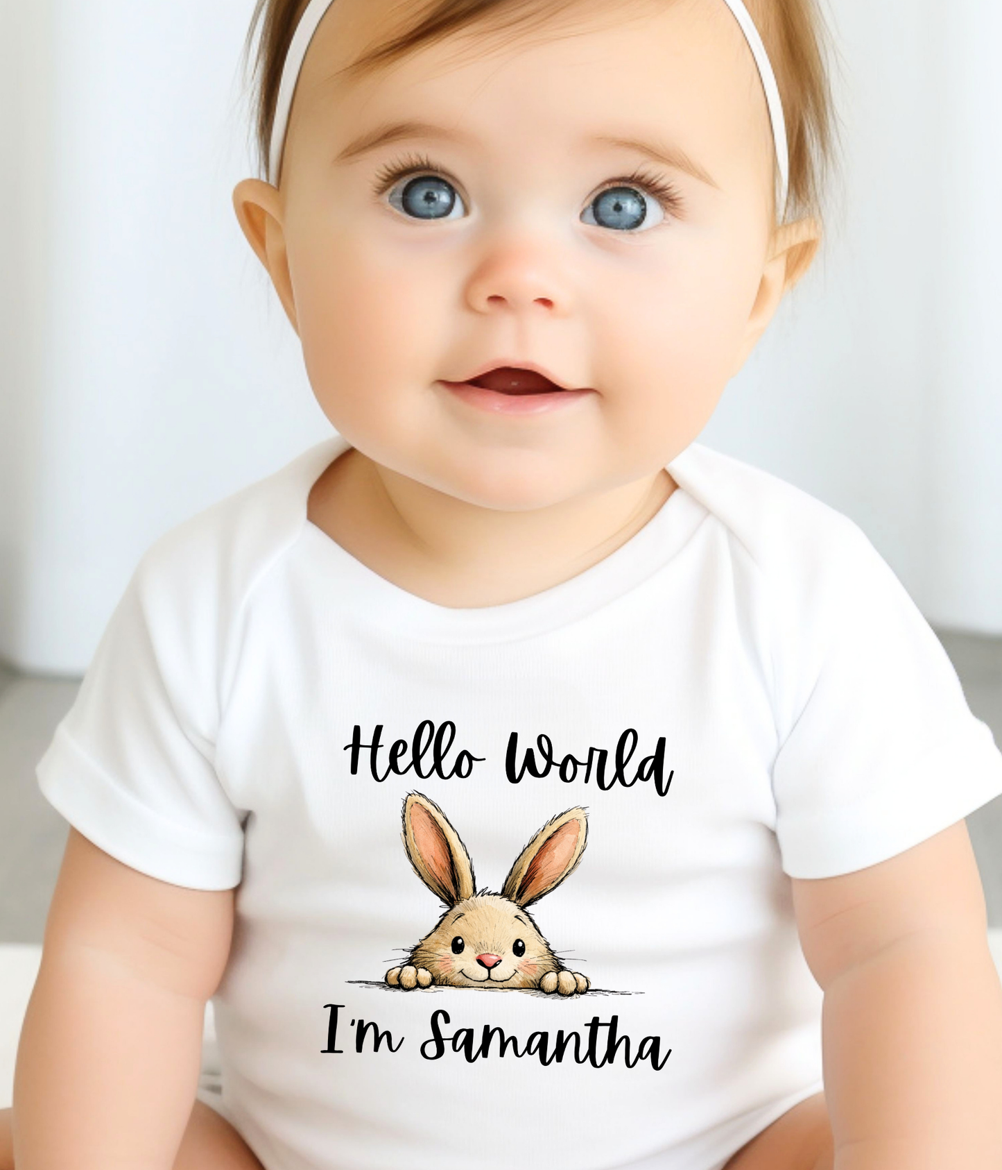 Hello World I’m [Name] – Personalized Bunny Newborn Outfit | Custom Baby Announcement Outfit | Coming Home Outfit | Baby Shower Gift