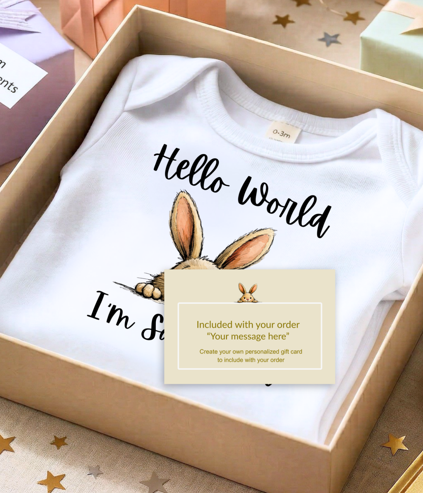 Hello World I’m [Name] – Personalized Bunny Newborn Outfit | Custom Baby Announcement Outfit | Coming Home Outfit | Baby Shower Gift