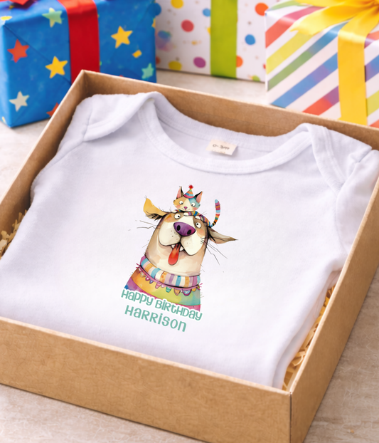 Puppy Birthday Baby Bodysuit That Is Personalized