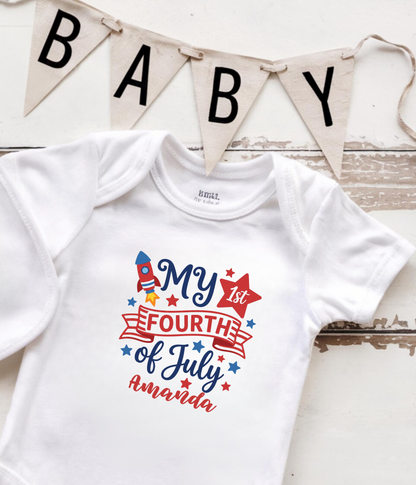 My First Fourth of July Infant Bodysuit — Personalized Baby Onesie