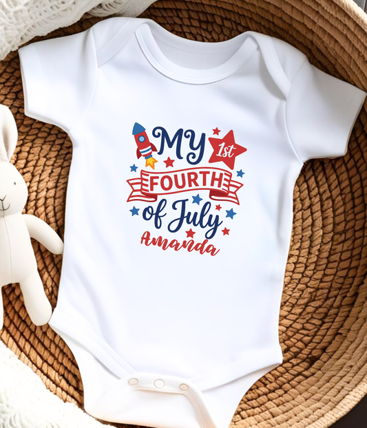 My First Fourth of July Infant Bodysuit — Personalized Baby Onesie