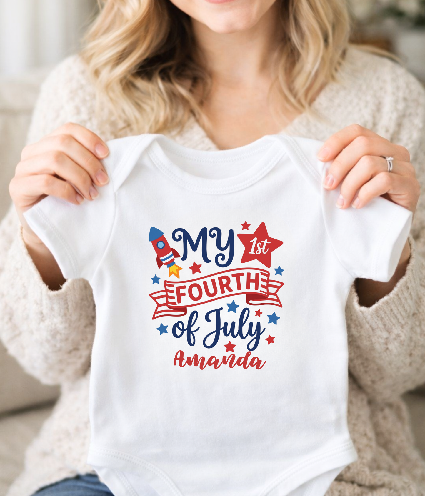 My First Fourth of July Infant Bodysuit — Personalized Baby Onesie