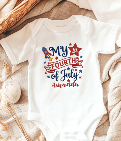 My First Fourth of July Infant Bodysuit — Personalized Baby Onesie