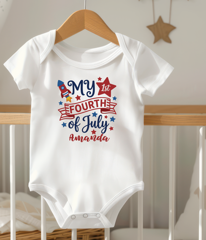 My First Fourth of July Infant Bodysuit — Personalized Baby Onesie