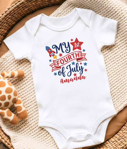 My First Fourth of July Infant Bodysuit — Personalized Baby Onesie
