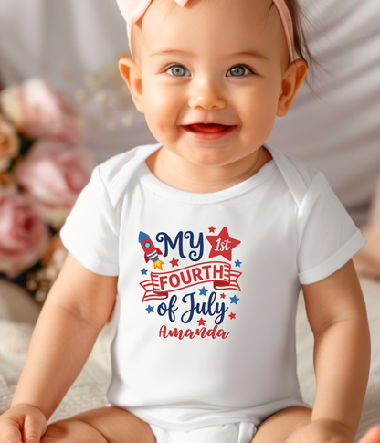 My First Fourth of July Infant Bodysuit — Personalized Baby Onesie