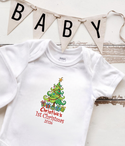 Personalized Baby First Christmas Tee | Custom Christmas Baby Bodysuit | Baby’s First Christmas Keepsake Gift