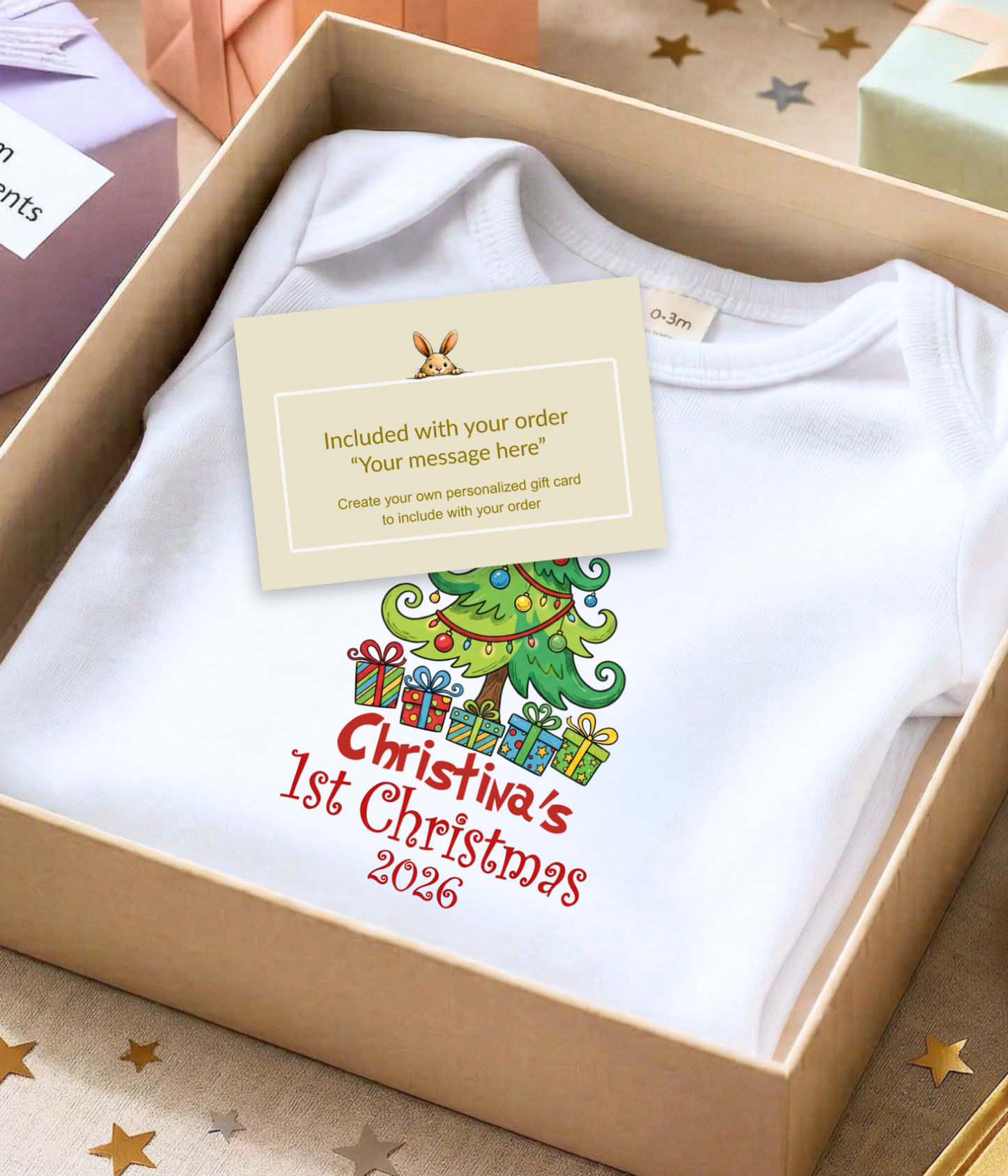 Personalized Baby First Christmas Tee | Custom Christmas Baby Bodysuit | Baby’s First Christmas Keepsake Gift