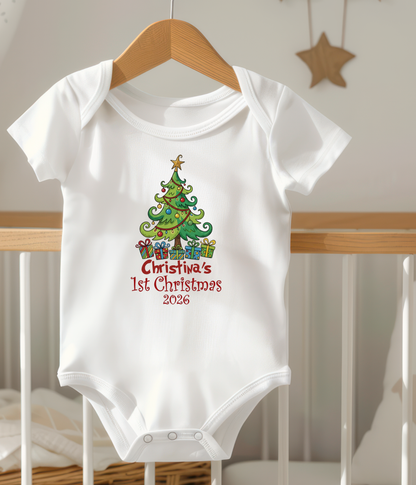 Personalized Baby First Christmas Tee | Custom Christmas Baby Bodysuit | Baby’s First Christmas Keepsake Gift