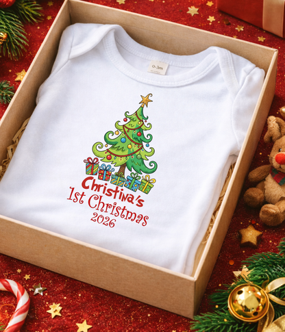 Personalized Baby First Christmas Tee | Custom Christmas Baby Bodysuit | Baby’s First Christmas Keepsake Gift