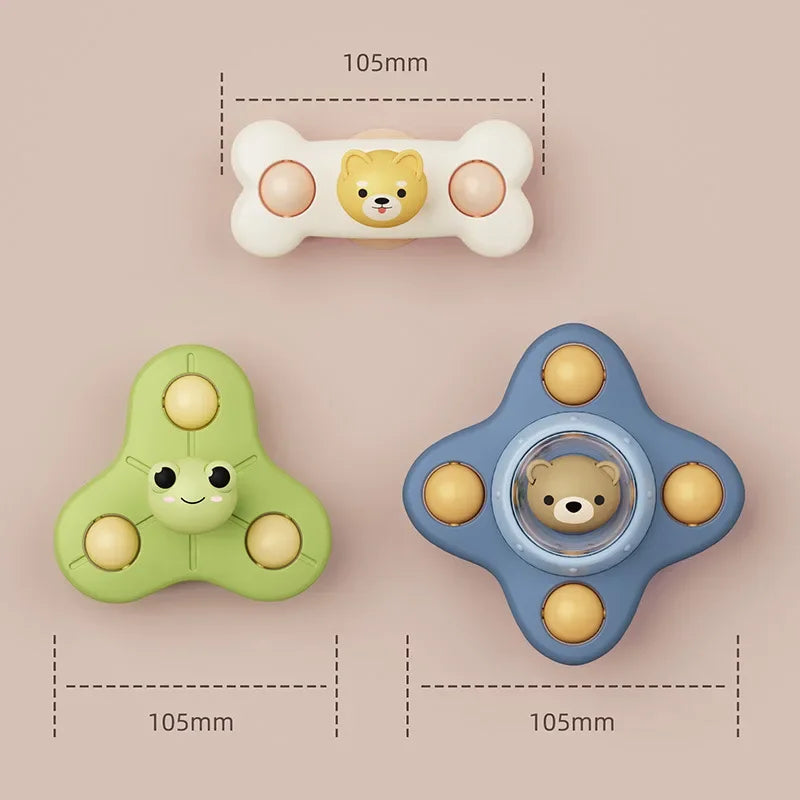 Cartoon Suction Cup Spinner Rattle Educational Bath Toy