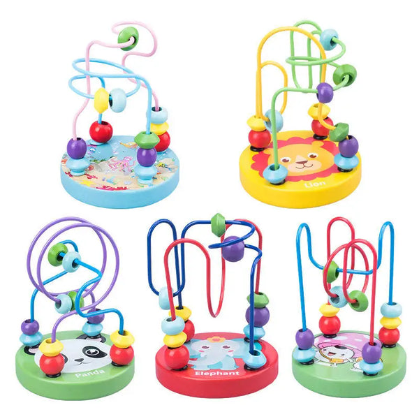 Small Wooden Circular Bead Maze Educational Game for Toddlers